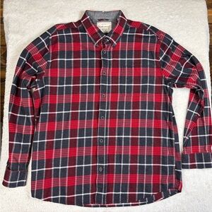 Weatherproof Red and Black Plaid Button-Down Shirt Vintage Style